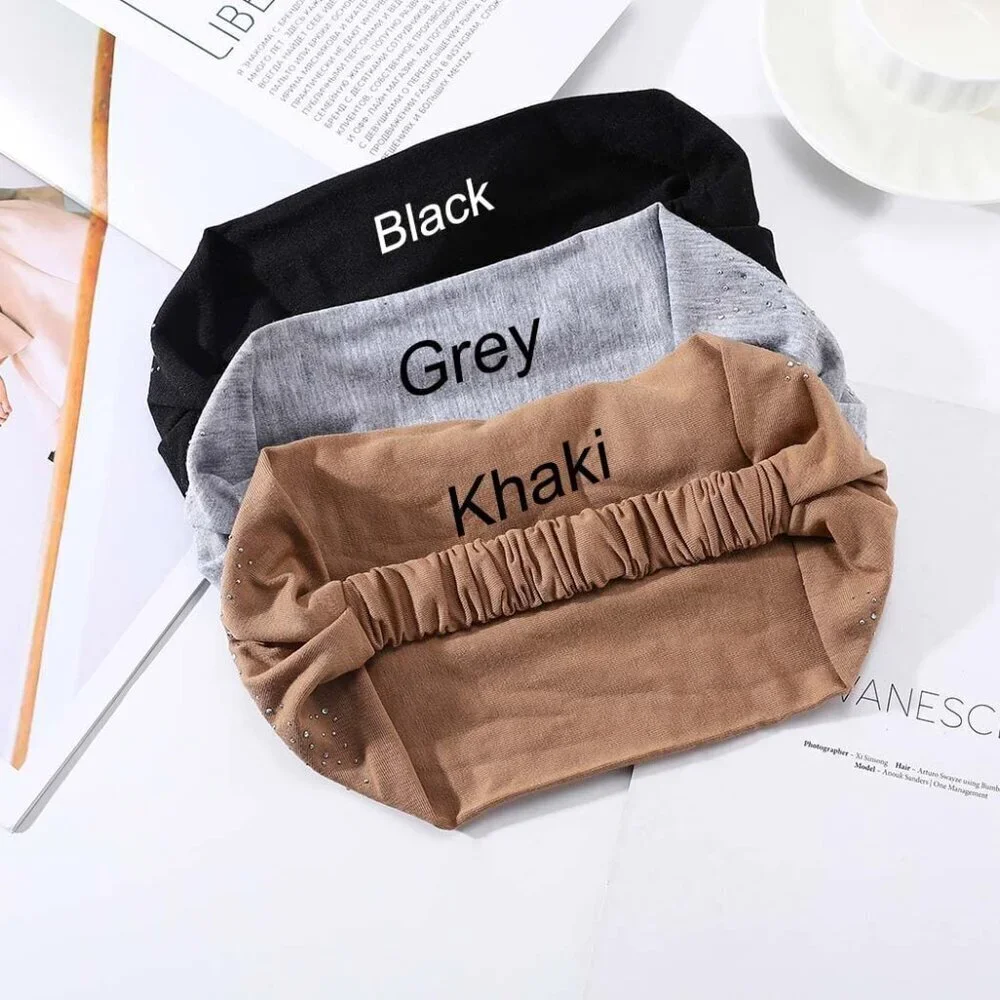 Rhinestone Headband Set Elastic Wide Hair Wraps Sporty Fashion Accessories